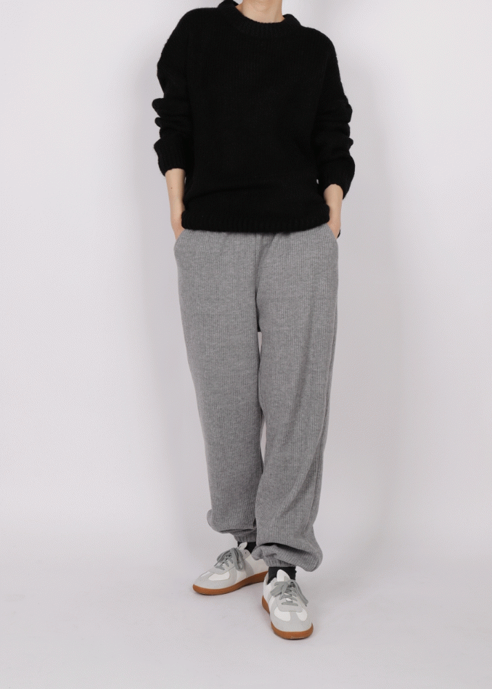 knitted ribbed brushed jogger pants