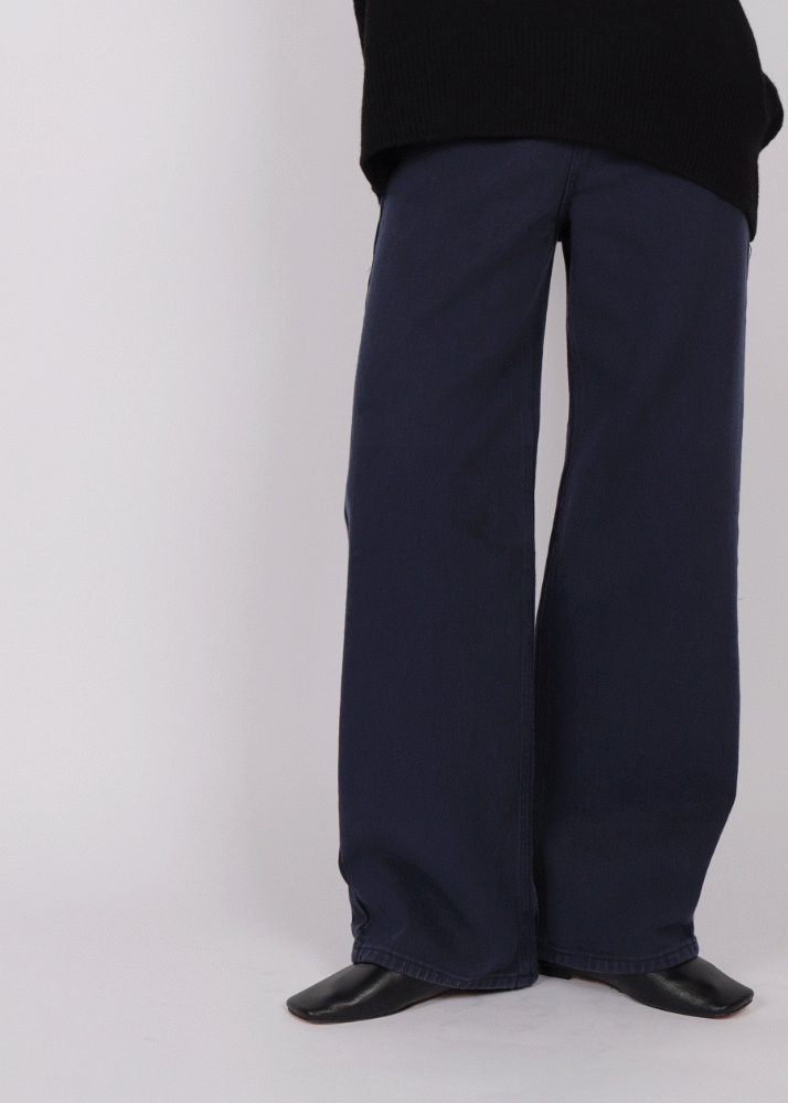 fleece-lined wide denim No.52 pants